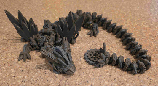 Winged Steampunk Dragon Articulating (3D Printed)